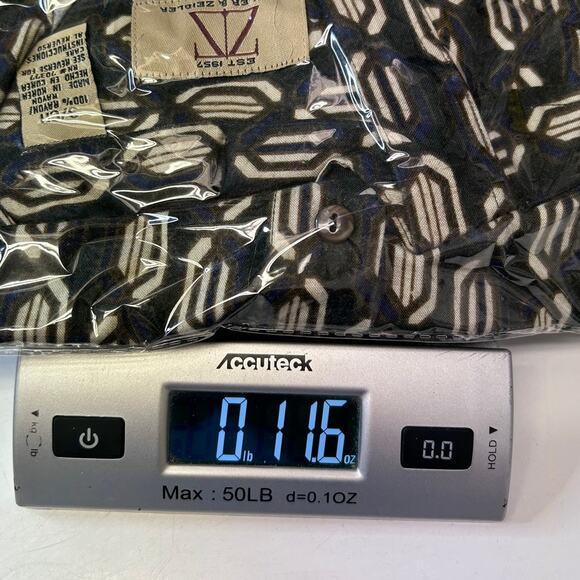 Vintage 90s Zeidler & Zeidler Geometric Pattern Rayon Dress Shirt S - Picture 10 of 10